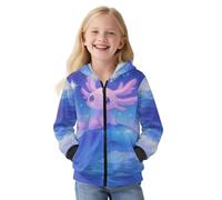 Treeinart Dolphin Axolotl Hoodies Girls Zip Up Jackets Size 11-13 Kids Fleece Lined Sweatshirt Youth Teens Long Sleeve Pullover Hoodie Fashion Shirts Fall Clothes Hooded Tops