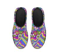 Treeinart Groovy Floral Loafers for Women Comfortable Non-Slip Sneakers with Arch Support Wide Width No Laces Footwear for Jogging Travel Walking