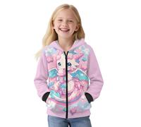 Treeinart Ice Cream Dragon Hoodies for Girls Size 6-7 Full Zip-Up Hooded Fleece Sweatshirt Kids Fashion Hoodie Youth Girls Trendy Graphic Sweatshirts Fall Long Sleeves Jacket