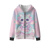 Treeinart Pink Blue Dragon Girls Zip Up Hoodie Size 6-7 Sweatshirts Long Sleeve Hooded Sweatshirts Youth Comfy Athletic Fleece Tops Fall Winter Outfits