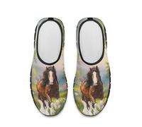 Treeinart Slip-on Walking Shoes Art Horse Floral Women's Comfy Round Toe Sneakers Loafers Slip on Tennis Shoes Low Cut Footwear Comfy Workout Trekking Trainers