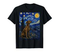 Treeing Tennessee Brindle Dog Van Gogh Starry Night T-Shirt