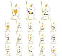 Treela 18 Pcs Employee Appreciation Awards Gifts Bulk Small Acrylic Trophies Mini Thank You Plaque Gifts for Recognition Adults Students Classroom Office Graduation Decorations(Quadrilateral,Gold)