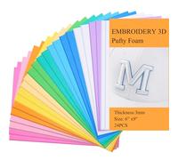 Treela 24 Pcs 3 mm 3D Embroidery Foam 6" x 9" Puffy Foam Assortment EVA Craft Sheets for Arts and Crafts Machine Embroidery, DIY Sewing Project for Hat, Cloth, Jacket, Pillows, Bags (Macaron Color)
