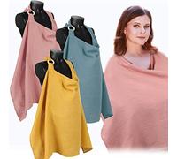 Treela 3 Pcs Nursing Cover Multi Use Car Seat Stroller Cover Soft Breathable Nursing Covers for Breastfeeding and Pumping, Muslin Cotton Breastfeeding Cover Baby Shower Gifts Breastfeeding Essentials