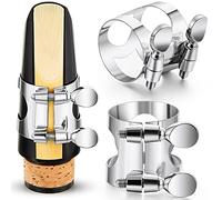 Treela 4 Pcs Silver Clarinet Ligature Bb Clarinet Ligature with Adjustable Screws Clarinet Mouthpiece Ligature for Clarinet Mouthpiece Woodwinds Instrument
