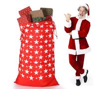 Treela 56 x 36 Inch Jumbo Christmas Bag Spangled Giant Canvas Santa Gift Sack with Drawstring Extra Large Sack Christmas Drawstring Bag for Xmas Presents Gift Wrapping