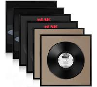Treela 6 Pcs Black Vinyl Record Album Frame 12.5 x 12.5 Inch, Display Frame Cover Wall Mount Aluminum Alloy Frame Record Album with Polished Glass for Wedding Gift