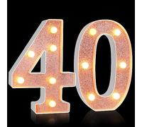 Treela 8.7'' Decorative LED Light up Numbers, Light up Number Sign for Night Birthday Party Decorations Happy Birthday LED Sign Backdrop Anniversary Wedding Party Bar Wall Decor (Rose Gold,40th)