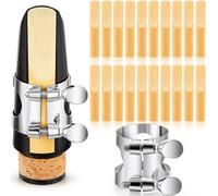 Treela Clarinet Ligature 3.0 Bb with 20 Pcs Clarinet Reeds Adjustable Screws Reeds for Clarinets Replacement Supply Use, Mouthpiece Not Included