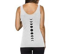 TREELANCE Organic Cotton Yoga Workout Exercise Tank Top Moon Phases Shirts Tops Tees Tanks for Women - grey - Medium
