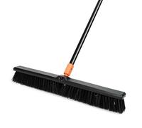 TreeLen 24 Inches Push Broom Outdoor Heavy Duty Floor Scrub Brush with Long Handle Stiff Bristles Broom for Patio Yard Garage Deck Driveway Concrete Floor Cleaning