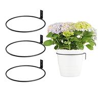 TreeLen 8 inch Flower Pot Holders for Outside,3 Pack Heavy Duty Flower Pot Ring Wall Planter for Plant Pots Indoor Outdoor,Black