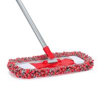 TreeLen Microfibre Mop for Hardwood Floor Cleaning, 147cm Extendable Stainless Steel Handle, Washable Flat Mop for Wet & Dry Use, Professional Floor Scrubber for Laminate, Vinyl, Wood and Tiles, Grey