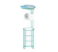 TreeLen Nautical Mint Free-Standing Toilet Paper Holder - Tissue Dispenser with Shelf for Larger Rolls