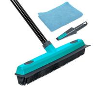 TreeLen Pet Hair Remover Broom with Rubber Bristles, Multi-Surface Carpet Rake with Integrated Squeegee Edge, Non-Scratch Rubber Brush for Carpets, Hard Floors and Rugs, Ideal for Dog and Cat Hair