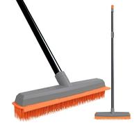 TreeLen Rubber Broom Carpet Rake Pet Hair Remover Broom with Squeegee Extension Push Broom for Carpet Hardwood Floor Tile Windows Cleaning