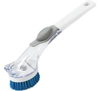 TreeLen Soap Dispensing Dish Brush with Replacement Heads, Kitchen Scrubbing Brush with Non-Slip Handle, Washing Up Brush for Pots, Pans and Sinks, Durable Scrubber with Soap Dispenser, Grey/White