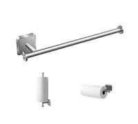 TreeLen Under Cabinet Kitchen Roll Holder, Set of 2 Paper Towel Holders with Screw Mount, Heavy Duty Wall Mounted Dispenser for Mega Rolls, Rustproof Stainless Steel in Brushed Nickel Finish