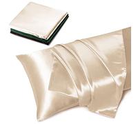 Treely Satin Pillow Covers 20x48 Inches,Silky Satin Body Pillow Pillowcase Protect Hair and Skin,Slip Long Pillow Cases with Envelope Closure, Beige