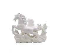 TREEMAISON Vastu White Running Horses for Prosperity | Positive Energy & Good Luck Showpiece | Resin Decor for Home & Office | Health & Wealth Enhancement