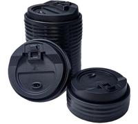TreeMVI-100 Count Thickened Coffee Cup lids 10oz, 12oz, 16oz,20ounce Paper Cups Hot Cold Drinking Cup Lids Black Disposable plastic Cup Lids