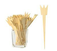 TreeMVI 200pcs Disposable Cocktail Picks: 4IN Crown Mini Food Toothpicks Natural Bamboo Fancy Sticks Accessories for Appetizers,Fruit Kabobs,Dessert