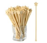 TreeMVI 200PCS Disposable Coffee Stirrers: 7IN Star Natural Bamboo Coffee Mixer Wand Personalized Mixing Drink Stir Sticks for Stirring Hot Chocolate Milkshake Restaurant Home Office