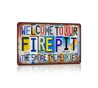 TREEPERI Vintage Welcome To Our Fire Pit Wall Decor Metal Sign Tin Signs - The Smore The Merrier