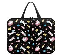 Treer 10-17Inch Laptop Bag, Bunny Print Tote Bag for Women Men, Waterproof Laptop Case with Zippered, Large Scratch and Dust Resistant Computer Sleeve for Business, School (Black,15 inch)