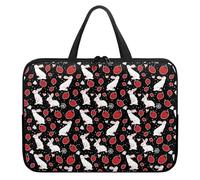 Treer 10-17Inch Laptop Bag, Bunny Print Tote Bag for Women Men, Waterproof Laptop Case with Zippered, Large Scratch and Dust Resistant Computer Sleeve for Business, School (Red,17 inch)