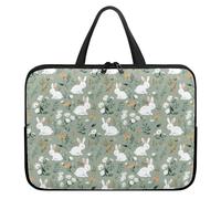 Treer 10-17Inch Laptop Bag, Bunny Print Tote Bag for Women Men, Waterproof Laptop Case with Zippered, Large Scratch and Dust Resistant Computer Sleeve for Business, School (Green,15 inch)