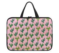 Treer 10-17Inch Laptop Bag, Cactus Print Tote Bag for Women Men, Waterproof Laptop Case with Zippered, Scratch and Dust Resistant Computer Sleeve for Business,Office,School (Pink,13 inch)