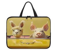 Treer 10-17Inch Laptop Bag, Cute Pig Pattern Tote Bag for Women Men, Waterproof Laptop Case with Zippered, Large Scratch and Dust Resistant Computer Sleeve for Business, School (Alpaca 2,17 inch)