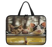 Treer 10-17Inch Laptop Bag, Cute Pig Pattern Tote Bag for Women Men, Waterproof Laptop Case with Zippered, Large Scratch and Dust Resistant Computer Sleeve for Business, School (Kitten 2,12 inch)