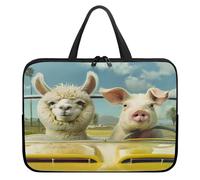 Treer 10-17Inch Laptop Bag, Cute Pig Pattern Tote Bag for Women Men, Waterproof Laptop Case with Zippered, Large Scratch and Dust Resistant Computer Sleeve for Business, School (Alpaca 3,15 inch)
