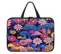 Treer 10-17Inch Laptop Bag, Fantasy Mushroom Print Tote Bag for Women Men, Waterproof Laptop Case with Zippered, Large Scratch and Dust Resistant Computer Sleeve for Business (Blue,13 inch)
