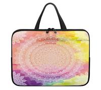 Treer 10-17Inch Laptop Bag, Mandala Print Tote Bag for Women Men, Waterproof Laptop Case with Zippered, Large Scratch and Dust Resistant Computer Sleeve for Business, School (Colorful,17 inch)