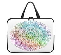 Treer 10-17Inch Laptop Bag, Mandala Print Tote Bag for Women Men, Waterproof Laptop Case with Zippered, Large Scratch and Dust Resistant Computer Sleeve for Business, School (White,17 inch)