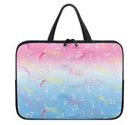 Treer 10-17Inch Laptop Bag, Modern Music Style Tote Bag for Women Men, Waterproof Laptop Case with Zippered, Scratch and Dust Resistant Computer Sleeve for Business,Office (Blue Pink,10 inch)