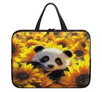 Treer 10-17Inch Laptop Bag, Multi-colored Panda Print Tote Bag for Women Men, Waterproof Laptop Case with Zippered, Large Scratch and Dust Resistant Computer Sleeve for Business (Yellow,15 inch)