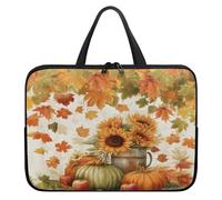 Treer 10-17Inch Laptop Bag, Pumpkin Print Tote Bag for Women Men, Waterproof Laptop Case with Zippered, Large Scratch and Dust Resistant Computer Sleeve for Business, School (Orange 7,12 inch)