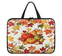 Treer 10-17Inch Laptop Bag, Pumpkin Print Tote Bag for Women Men, Waterproof Laptop Case with Zippered, Large Scratch and Dust Resistant Computer Sleeve for Business, School (Orange 4,13 inch)