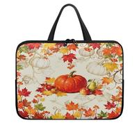 Treer 10-17Inch Laptop Bag, Pumpkin Print Tote Bag for Women Men, Waterproof Laptop Case with Zippered, Large Scratch and Dust Resistant Computer Sleeve for Business, School (Orange 5,15 inch)