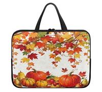 Treer 10-17Inch Laptop Bag, Pumpkin Print Tote Bag for Women Men, Waterproof Laptop Case with Zippered, Large Scratch and Dust Resistant Computer Sleeve for Business, School (Orange 1,13 inch)