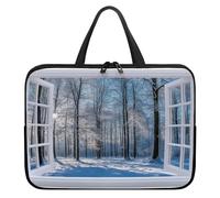 Treer 10-17Inch Laptop Bag, Snow Scene Tote Bag for Women Men, Waterproof Laptop Case with Zippered, Large Scratch and Dust Resistant Computer Sleeve for Business, School (White 1,13 inch)