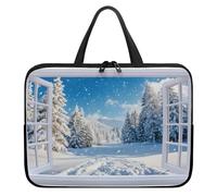 Treer 10-17Inch Laptop Bag, Snow Scene Tote Bag for Women Men, Waterproof Laptop Case with Zippered, Large Scratch and Dust Resistant Computer Sleeve for Business, School (White 3,12 inch)