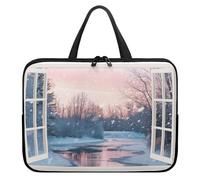 Treer 10-17Inch Laptop Bag, Snow Scene Tote Bag for Women Men, Waterproof Laptop Case with Zippered, Large Scratch and Dust Resistant Computer Sleeve for Business, School (White 6,10 inch)