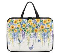 Treer 10-17Inch Laptop Bag,Sunflower Pattern Tote Bag for Women Men,Waterproof Laptop Case with Zippered,Scratch and Dust Resistant Computer Sleeve for Business,Office,School (Butterfly,13 inch)
