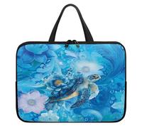 Treer 10-17Inch Laptop Bag, Turtle Pattern Tote Bag for Women Men, Waterproof Laptop Case with Zippered, Large Scratch and Dust Resistant Computer Sleeve for Business, School (Blue 1,15 inch)